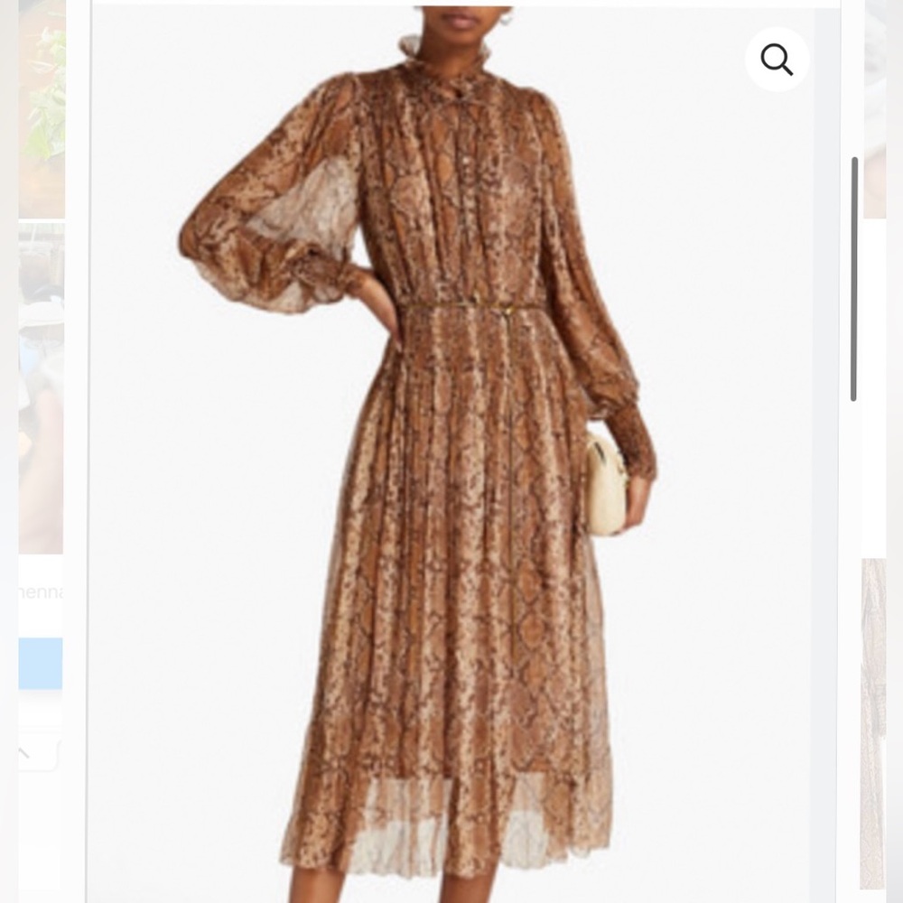 Zimmermann Python Long Sleeve Midi Dress